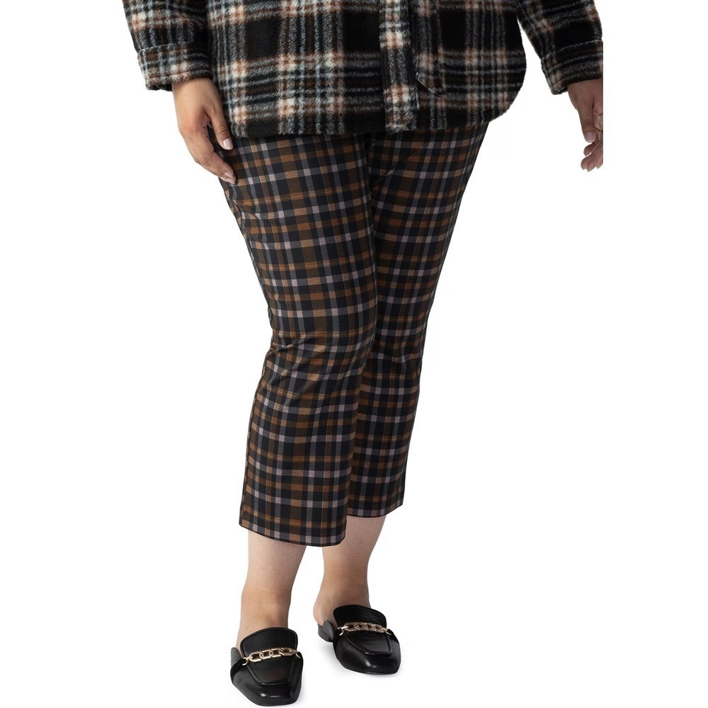 Sanctuary Carnaby Kick Cropped Pants Orange Black Plaid Size 2X Business
